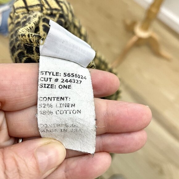 CUT LOOSE Linen Blend Boxy Check Pattern Slouchy Top Pockets Gold Black One Size - Picture 9 of 9